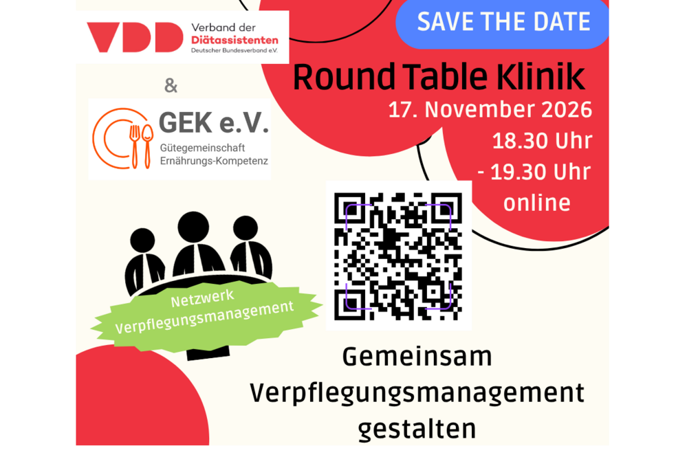 VDD meets Gütegemeinschaft Ernährungs-Kompetenz e.V. (GEK) – der Roundtable ist zurück! Bild zeigt Grafik mit Einladungstext Round Table